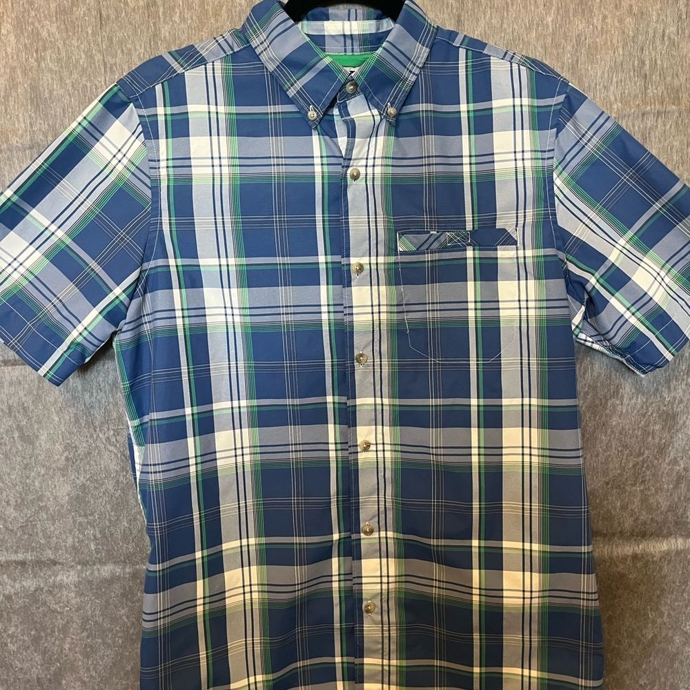 Men's Chaps Sz Small Fishing Shirt‎ Blue Striped Shirt w/breathable white mesh